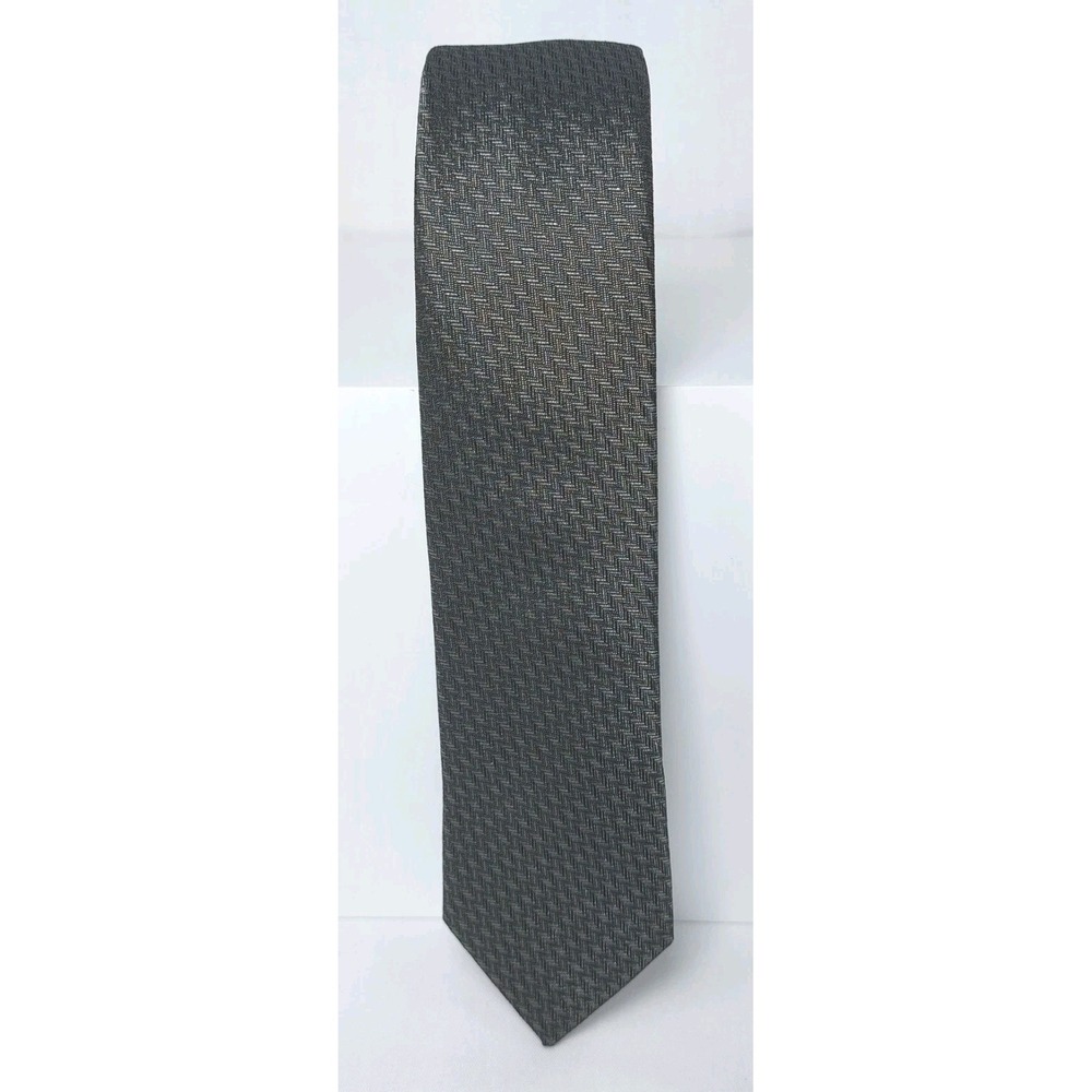 Vittorio St. Angelo Mens Skinny Thin Tie Silver Gray Textured‎ 2"x58"